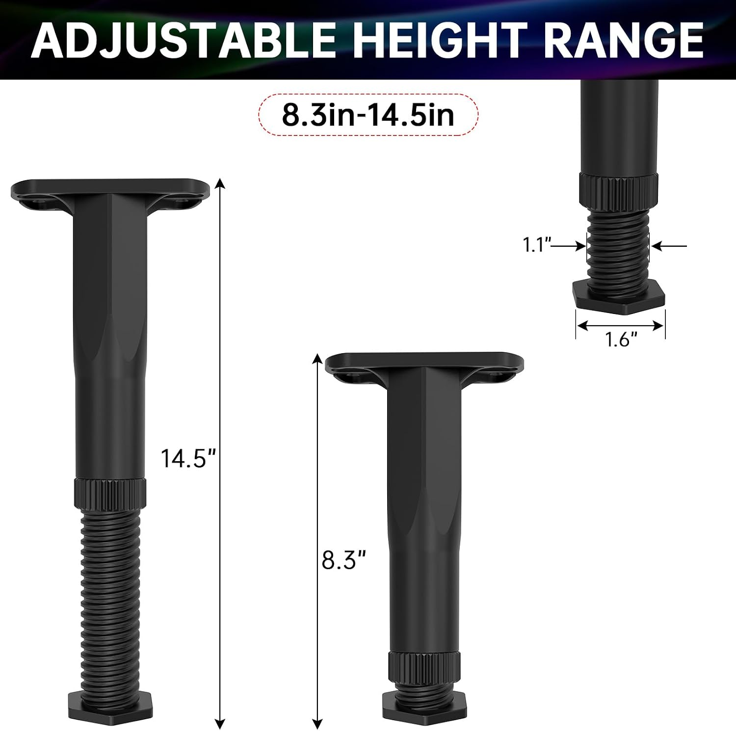 8PCS Adjustable Bed Frame Support Legs(8.3-14.5),Center Slats Support Leg